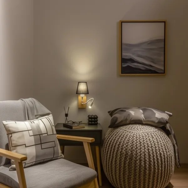 Brilagi - Applique a LED NUBILA WOOD 1xE27/25W/230V + LED/3W quercia/nero