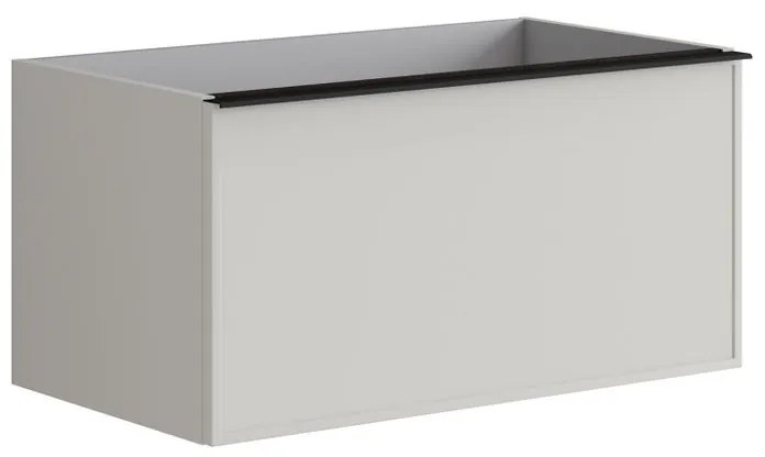 Mobile da bagno sotto lavabo Pixel frame laccato opaco grigio pastello e maniglia in alluminio nero L 80 x H 40 x P 45.5 cm 2 cassetti, lavabo non incluso