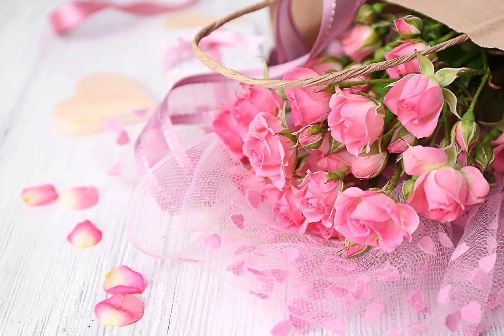 Quadro su tela – Bouquet di rose rosa