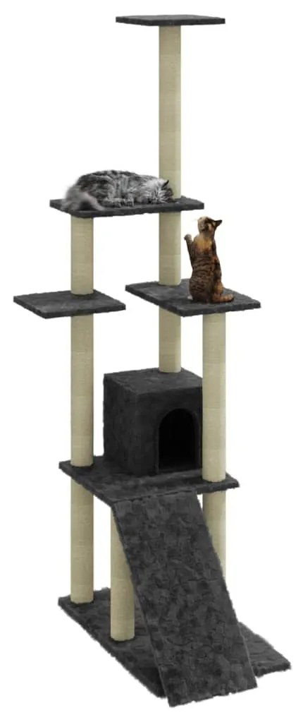 Albero per gatti con tiragraffi in sisal grigio scuro 155 cm