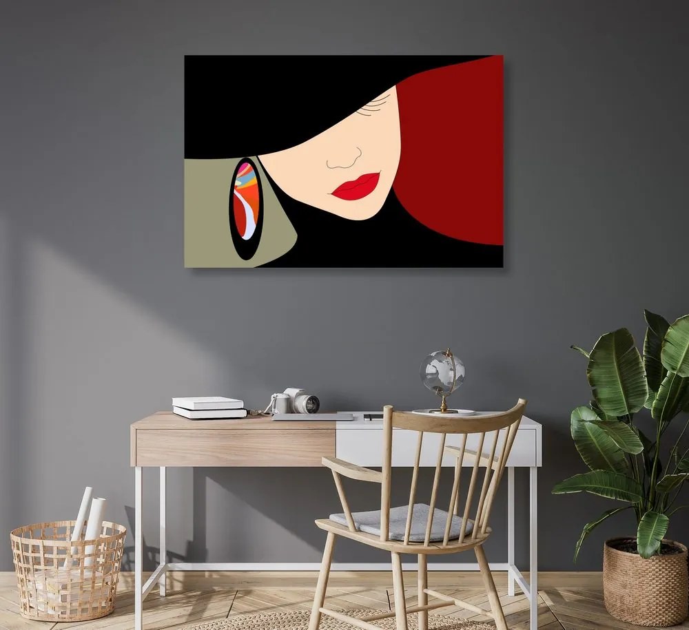 Quadro su tela – Signora elegante con cappello