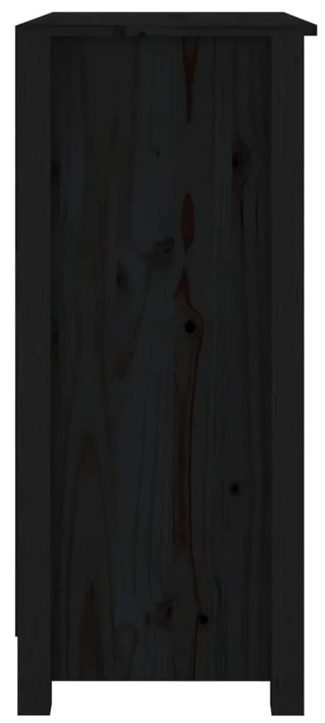 Credenza nera 70x35x80 cm in legno massello di pino