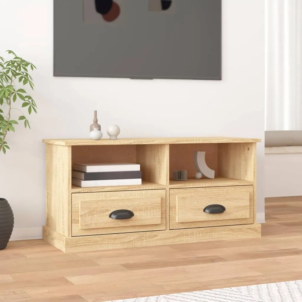 Mobile Porta Tv Rovere Sonoma 93x35,5x45cm İn Legno Multistrato /