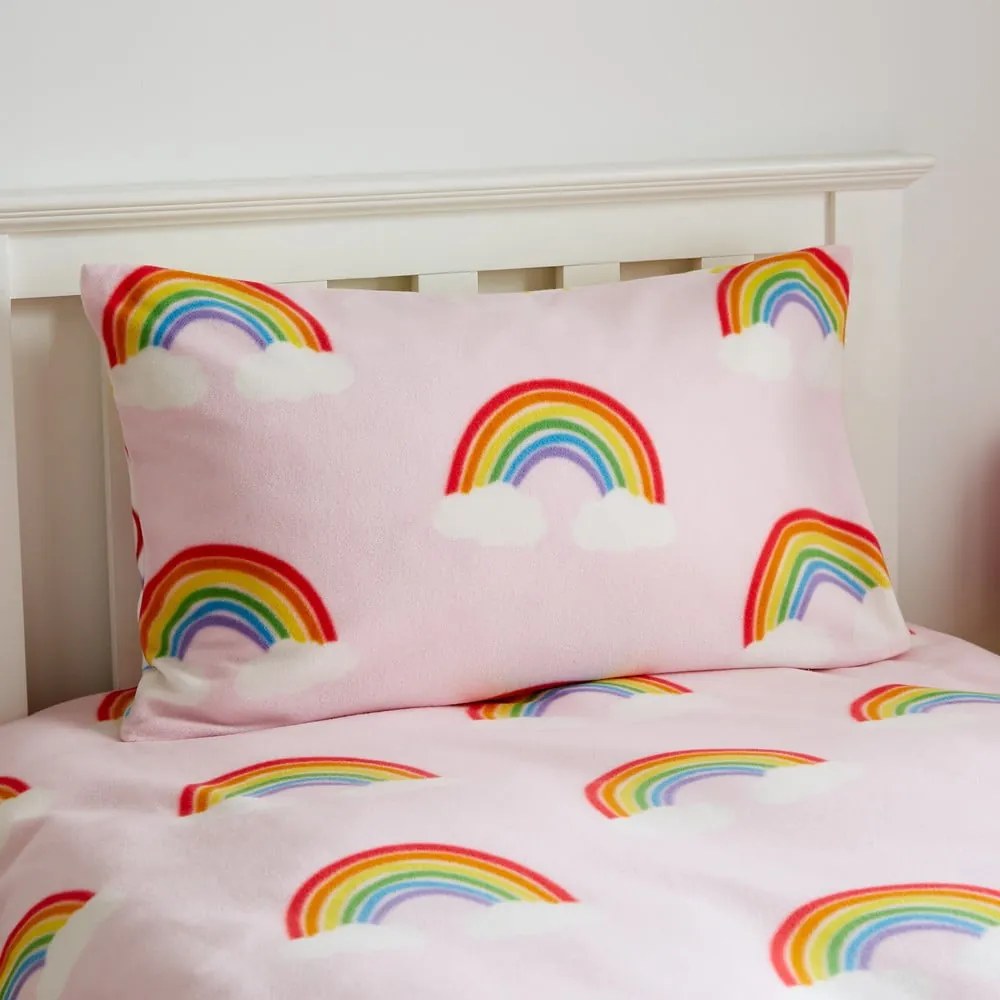 Biancheria da letto singola per bambini in flanella 135x200 cm Rainbow Hearts - Catherine Lansfield