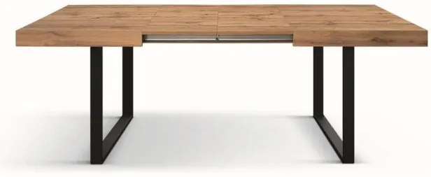Tavolo CINQUALE in legno, finitura rovere rustico con gambe in metallo antracite, allungabile 160×90 cm – 240×90 cm