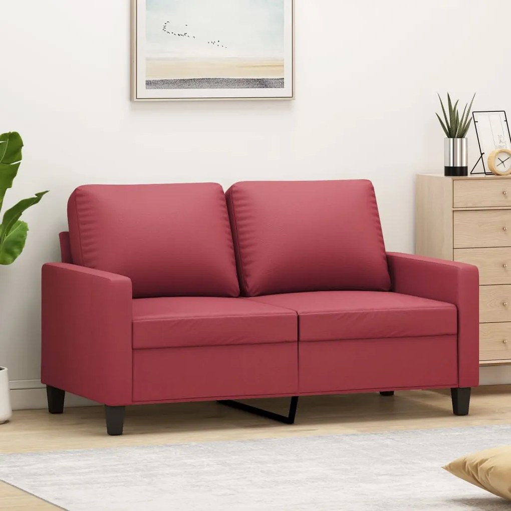Divano A 2 Posti Rosso Vino 120 Cm İn Similpelle /