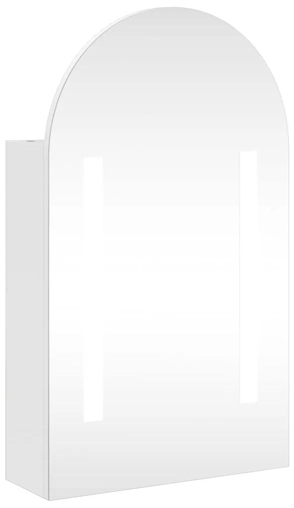 Armadietto Bagno con Specchio e LED ad Arco Bianco 42x13x70 cm