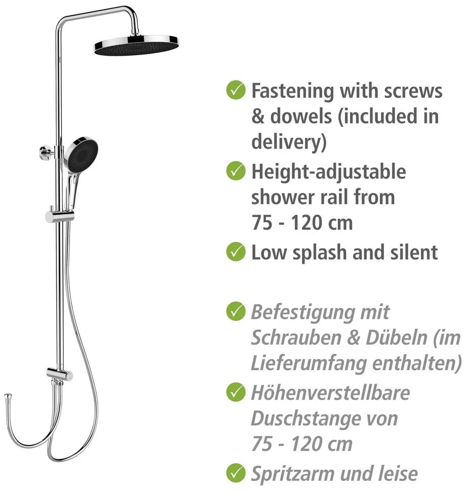 Set doccia in acciaio inox argento lucido 120 cm Soft Water - Wenko