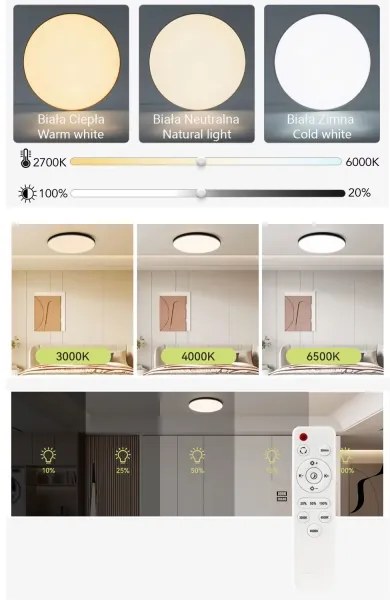 Plafoniera LED dimmerabile LED/30W/230V 3000-6500K diametro 30 cm nero + +TC