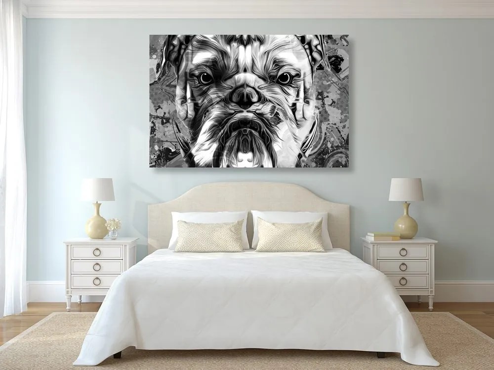 Stampa su tela – Bulldog in bianco e nero