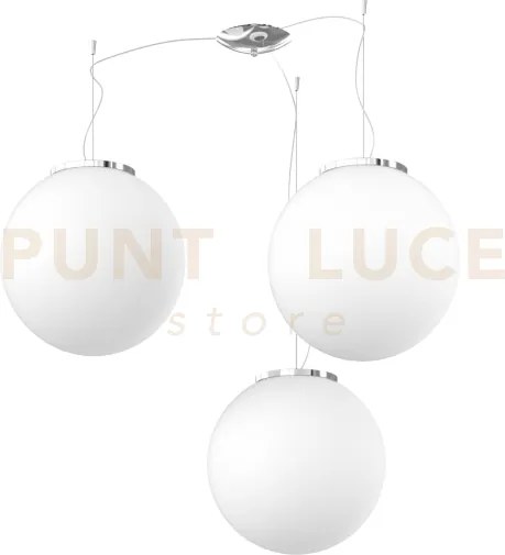 Mars sospensione spostabile montatura cromo vetro bianco d.35 cm 3 ...