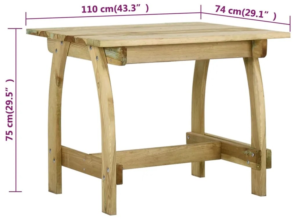 Set da Pranzo da Giardino 5 pz in Legno di Pino Impregnato