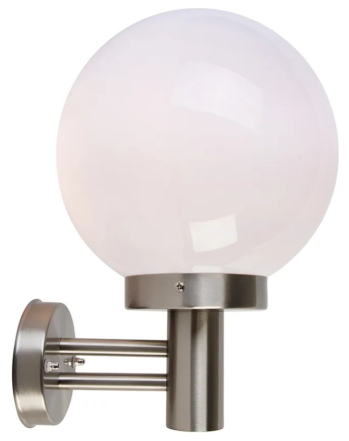 Lampada da parete moderna per esterni in acciaio inossidabile con globo in plastica IP44 - Sfera