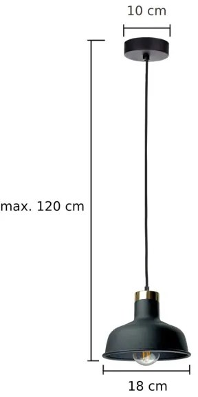 Lampadario a sospensione con filo HEBE 1xE27/60W/230V nero