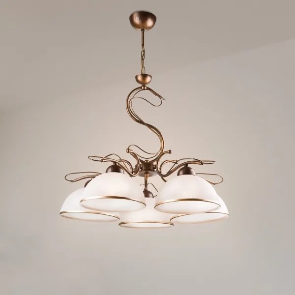 Lampadario a catena COBRA 5xE27/60W/230V bronzo/patina