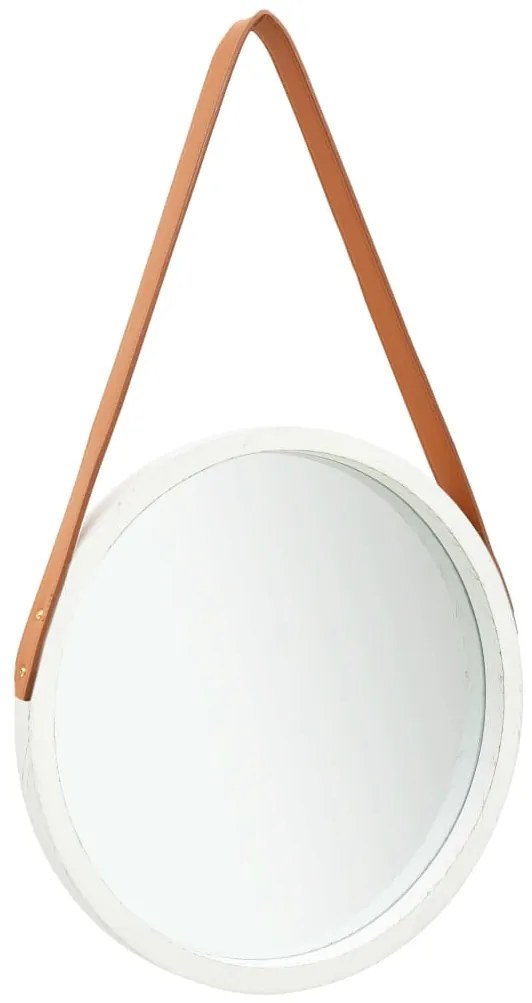 Specchio Da Parete Con Cinghia 40 Cm Bianco /
