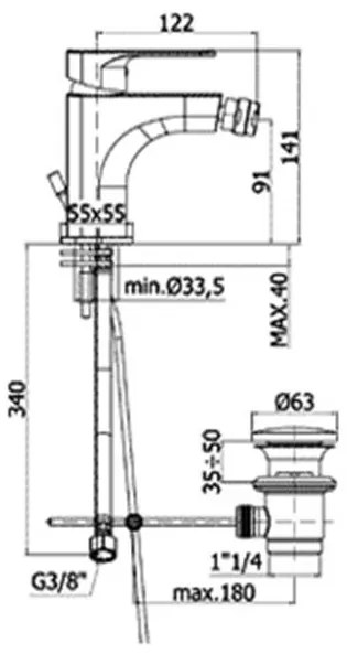 Miscelatore bidet Paffoni serie Sly con piletta di scarico SY 135 CR