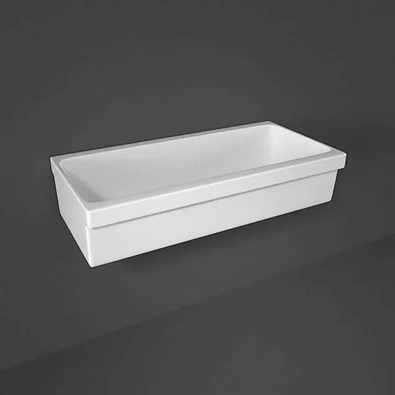 Lavabo a canale 120x45 cm dappoggio o sospeso in ceramica lucida