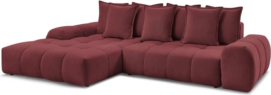 Divano angolare burgundy allungabile e con contenitore (penisola a sinistra/chaise lounge) con rivestimento in ciniglia Everest – Bobochic Paris