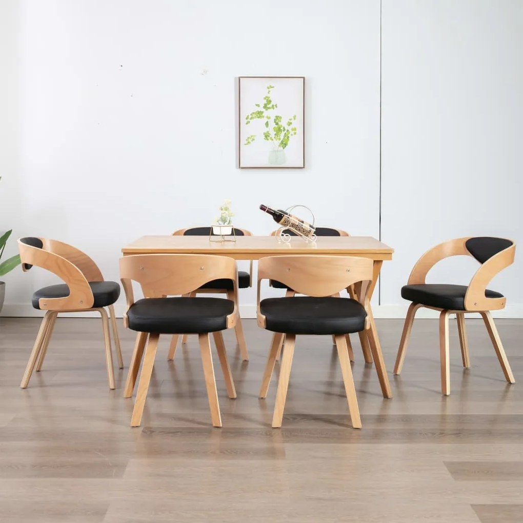 Sedie Da Pranzo 6 Pz Crema İn Legno Piegato E Similpelle /