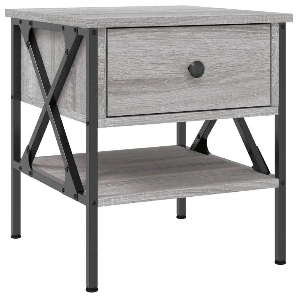 Comodini 2 pz grigio sonoma 40x42x45 cm in legno multistrato