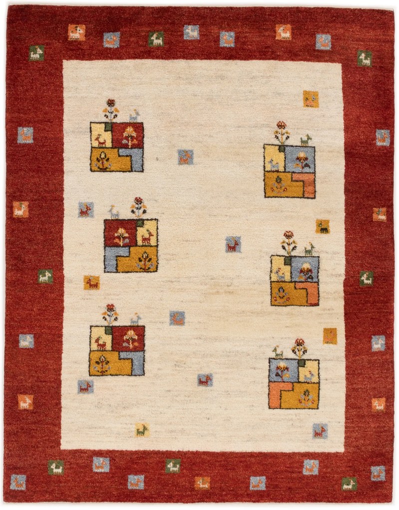 Gabbeh Tappeto 150 x 200 Beige (Iran) Annodato A Mano