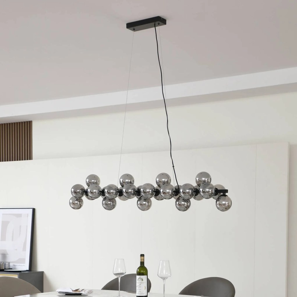 Lucande lampada a sospensione Naelen, nero/grigio, 125 cm, vetro, G9