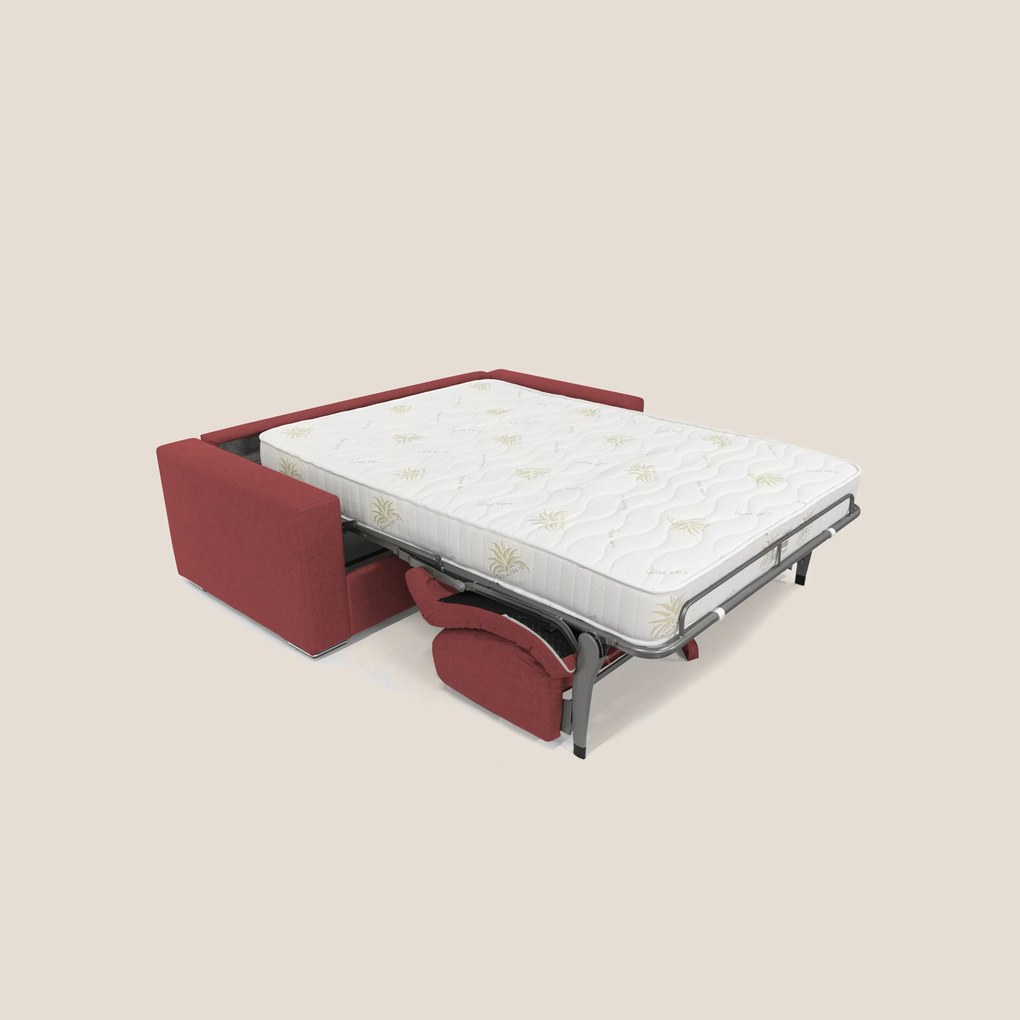 Nixon Divano letto matrimoniale con materasso 20 cm in tessuto impermeabile T03 rosso