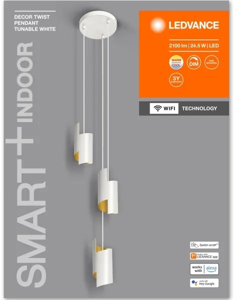 Ledvance - Lampadario LED dimmerabile su filo SMART+ DECOR 3xLED/8W/230V bianco Wi-Fi