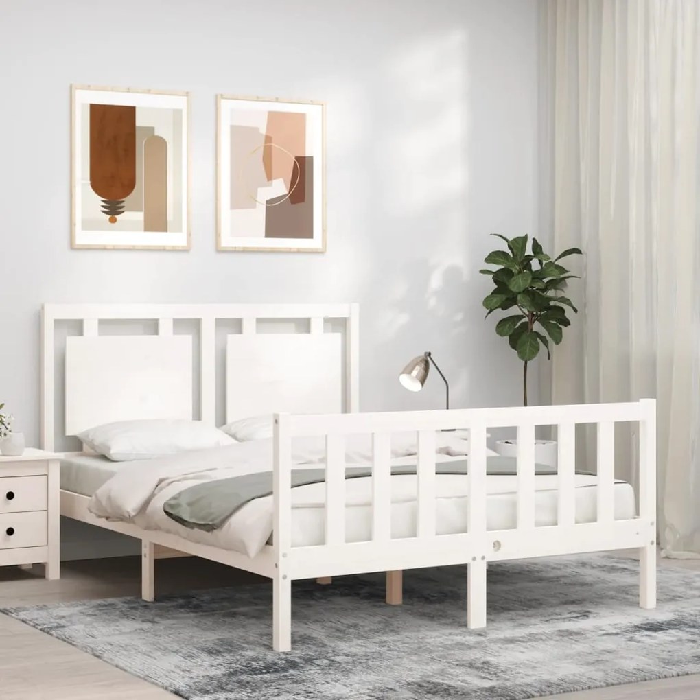 Giroletto Senza Materasso Bianco 140x200 Cm Legno Massello Pino /