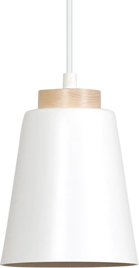 Lampadario a Sospensione in Acciaio e Legno BOLERO White