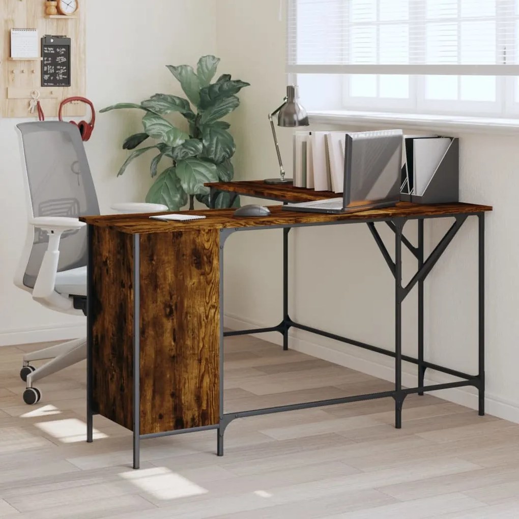 Scrivania Rovere Fumo 141x141x75 Cm İn Legno Multistrato /