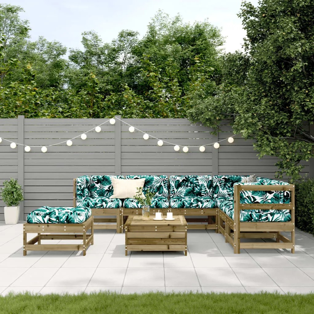 Set divani da giardino 8pz con cuscini legno impregnato di pino
