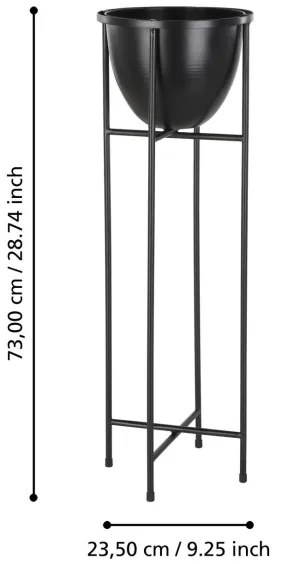 Eglo 428035 - Vaso da fiori in metallo SHIKABE 73x23,5 cm nero