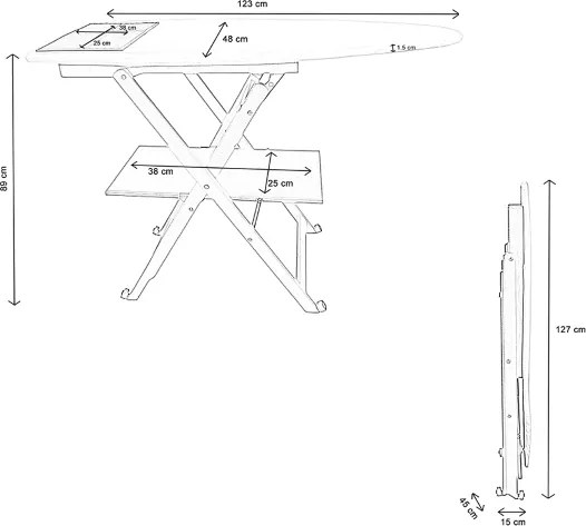 Asse da stiro in legno di faggio richiudibile Bianco con ruote - REVI