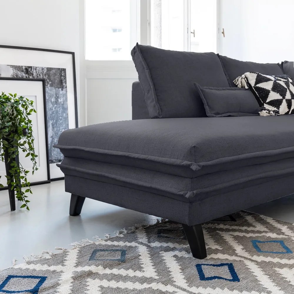 Divano letto antracite a "U", angolo sinistro Charming Charlie - Miuform