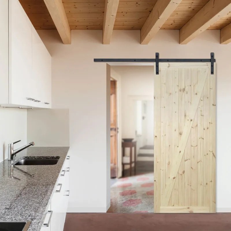 Porta scorrevole reversibile Factory in legno marrone, L 86 x H 215 cm, con binario Factory