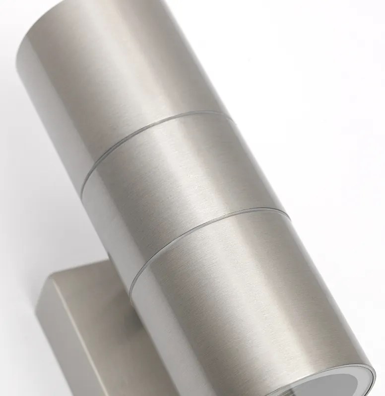 Lampada da parete per esterni in acciaio 2 luci IP44 con sensore di movimento - Duo