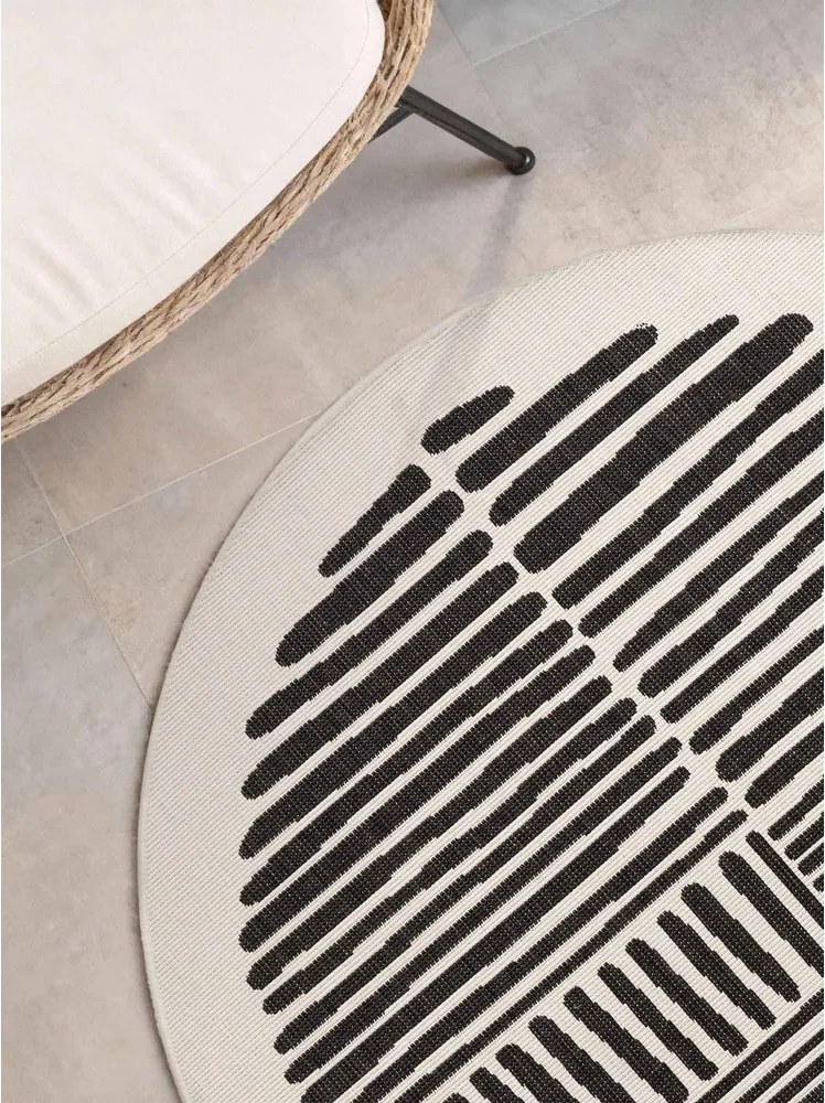 Tappeto da interno/esterno rotondo nero/color crema ø 200 cm Haringey Bounds – Ted Baker