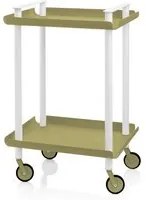 Carrello ausiliario LEKY, struttura bianca, 2 ripiani, colore verde oliva