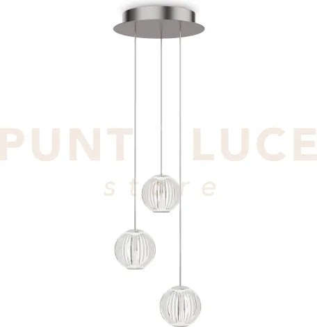 Diamond sospensione 3 luci led 3000k 15w  1480 lm effetto cristallo