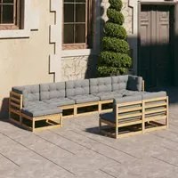 Set Divani da Giardino 9 pz con Cuscini Legno Massello di Pino cod mxl 41863