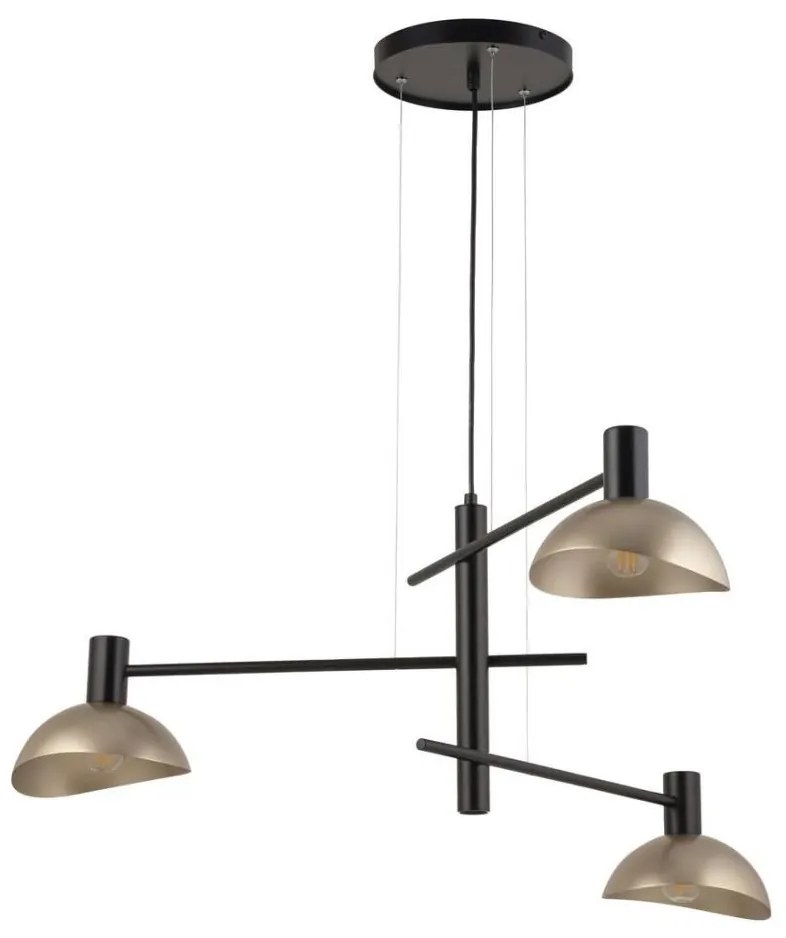 Lampadario a sospensione con filo ARTIS 3xE14/40W/230V nero/oro