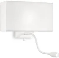 Applique Moderna Hotel Metallo Bianco 2 Luci E27+Led 1,5W