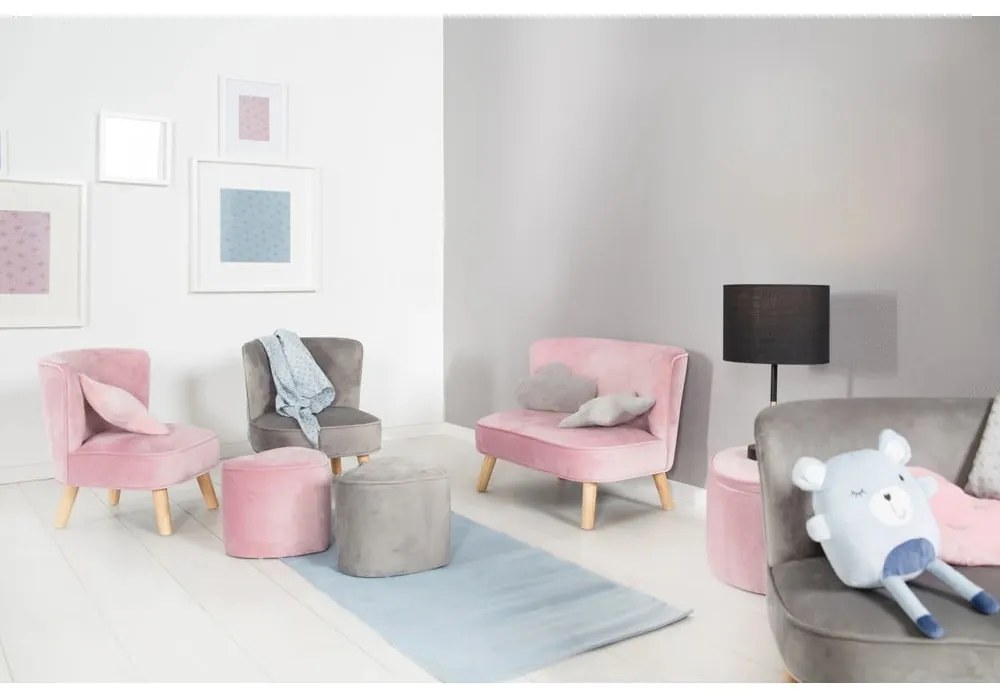 Divano per bambini in velluto rosa chiaro 70 cm Lil Sofa - Roba