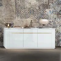 Madia 3 ante bianco lucido laccato con particolari oro Alce 205x49x83h