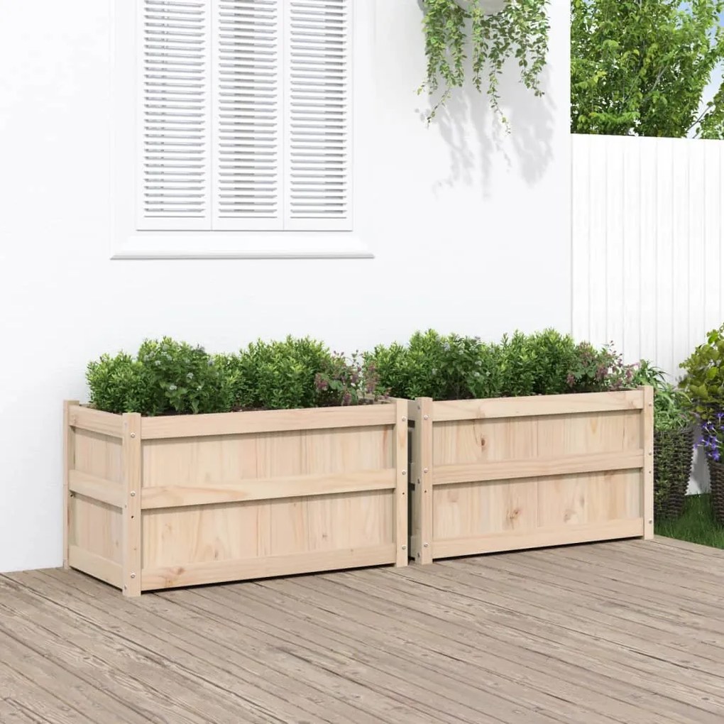 Fioriere Da Giardino 2 Pz İn Legno Massello Di Pino /