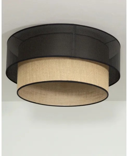 Plafoniera BORHO 1xE27/60W/230V, diam. 50 cm, nero/iuta