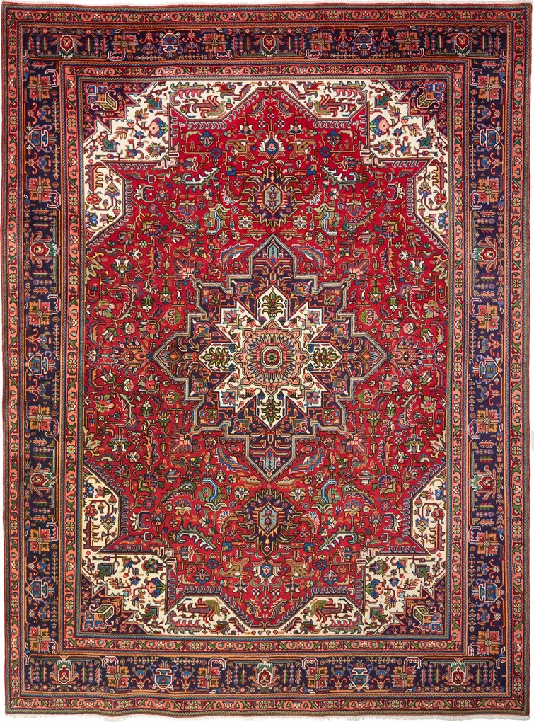 Tabriz Tappeto 350x260 Rosso (Iran) Annodato A Mano