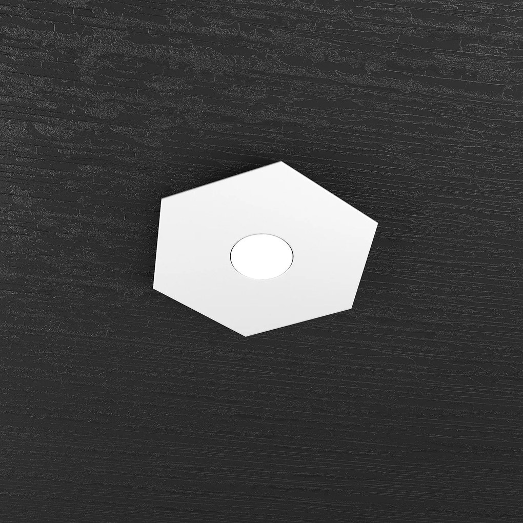 Plafoniera Industrial-Minimal Hexagon Metallo Bianco 1 Luce Led 12W